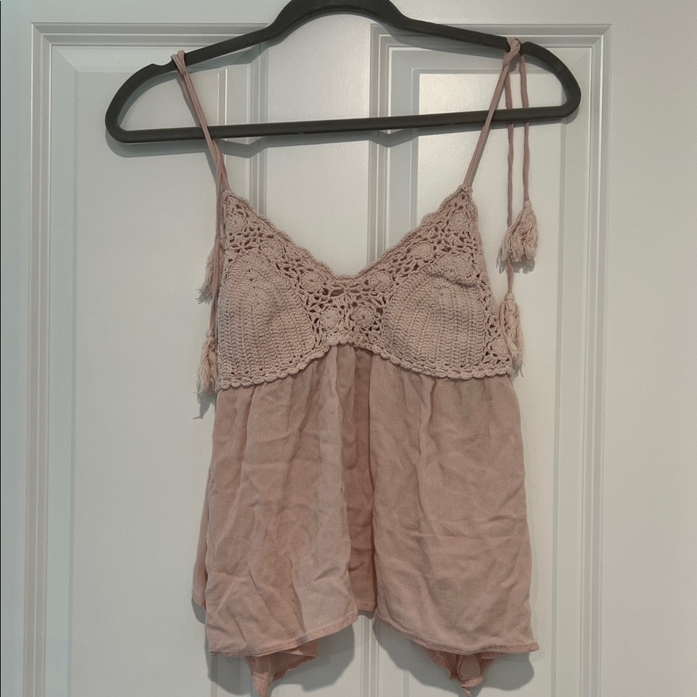 American Eagle Outfitters Blush Crochet Cami